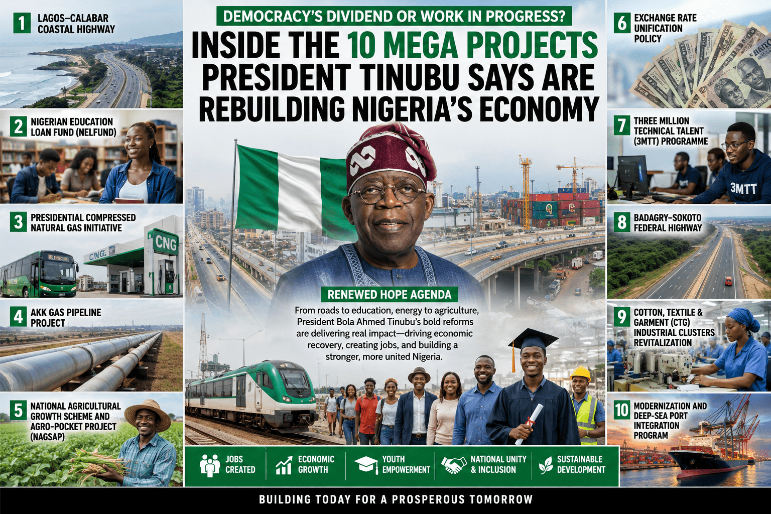 Democratic Dividends or Work in Progress? Inside Tinubu’s 10 Mega Projects Reshaping Nigeria’s Economy